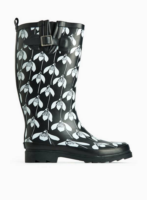 Tu X Scion Mono Snowdrop Print Long Leg Wellies 6